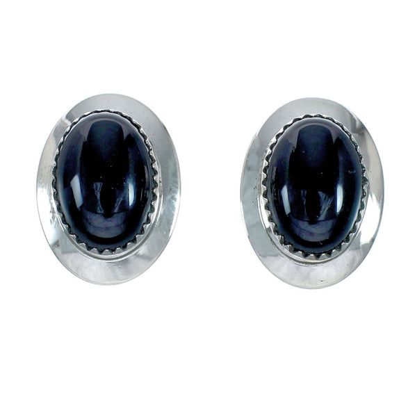 Genuine Sterling Silver Onyx Navajo Post Earrings XS10026